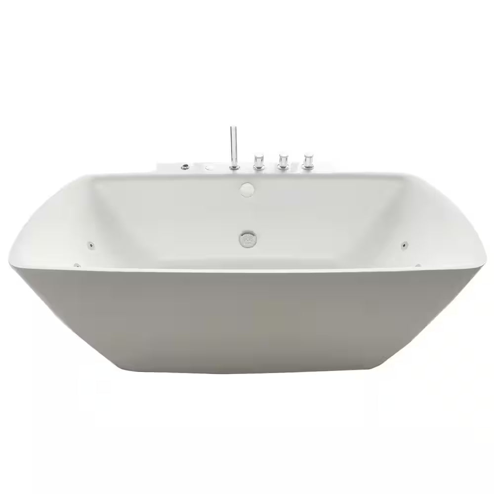 Bianca 68 In. Acrylic Flatbottom Whirlpool Bathtub in White