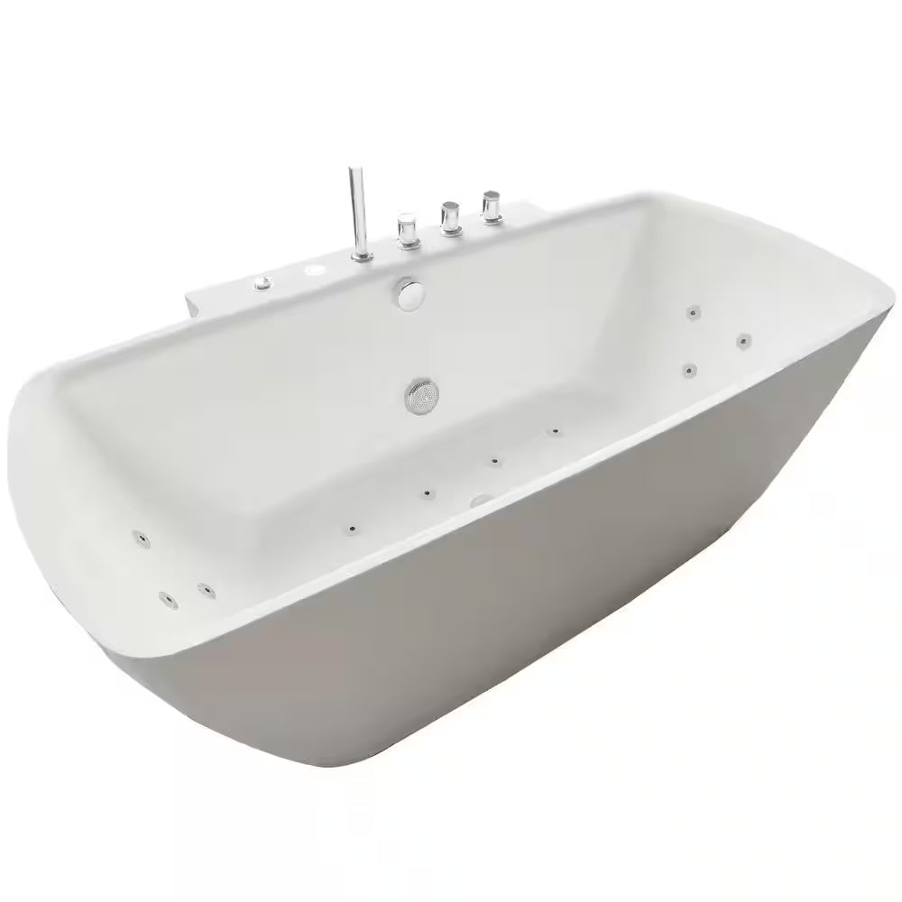 Bianca 68 In. Acrylic Flatbottom Whirlpool Bathtub in White